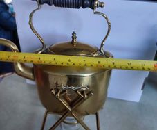 Antique Brass Tilting Kettle on Stand.