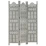 Hand carved 3-Panel Room Divider Grey 120x165 cm Solid Mango Wood Image 8