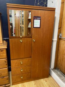 Mid-century mirrored wardrobe with drawers