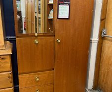 Mid-century mirrored wardrobe with drawers