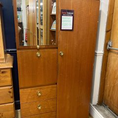 Mid-century mirrored wardrobe with drawers