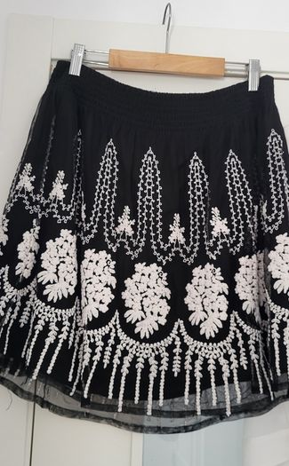 ZARA black and white layered mini skirt Sz XL (Fit 12-14UK) Rrp 59.99 (New)