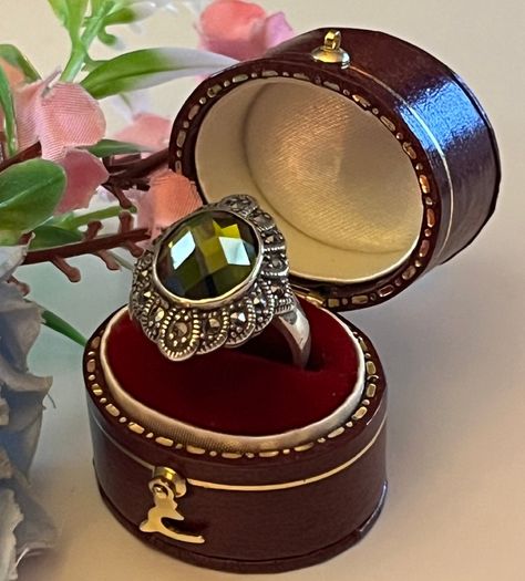 Sterling Silver Victorian Style Marcasite Cocktail Ring. Size N/O.