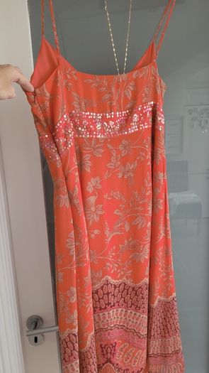 MONSOON coral silk dress Sz 16
