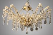 Elegant Marie Theresa Semi Flush Brass &amp; Crystal 8 Light Chandelier