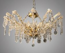 Elegant Marie Theresa Semi Flush Brass & Crystal 8 Light Chandelier