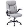 Office Chair for Home Office, Ergonomic Heavy Duty Desk Chair with Flip-up Arms & Lumbar Support, Comfortable Padded Swivel Computer Chair for Bedroom Study, 150KG Capacity, Grey Image 2