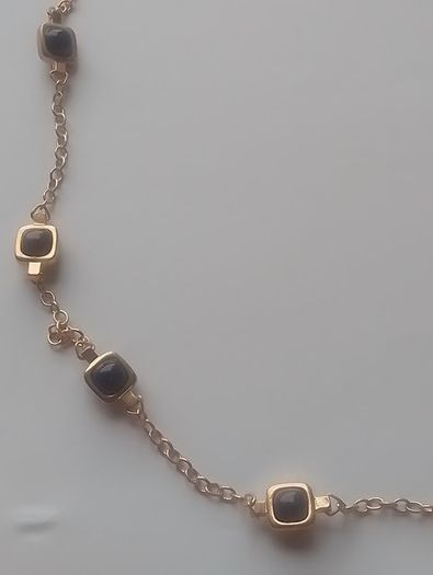 Black and Gold Square Charm Necklace 18 Inch