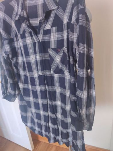 Yours Navy&Silver metallic check drop shoulder shirt tunic size UK18 EU46 Postage included