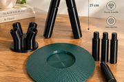 3D Printed Portable Mini Side Table, Pine Green &amp; Black, 25cm, Camping &amp; Home