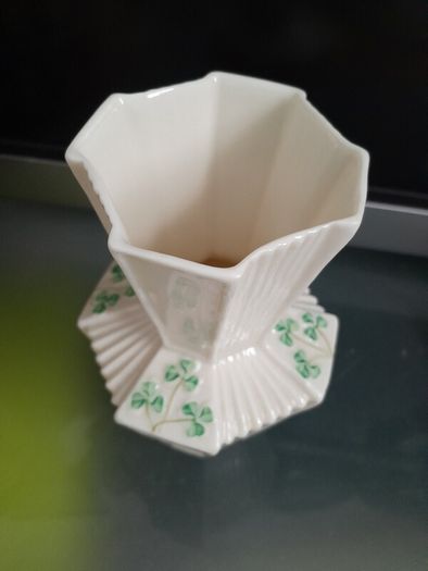 Belleek - Octagonal Shamrock Vase