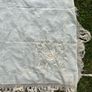 Antique Silk twill cream shawl embroidered deep fringe Image 5