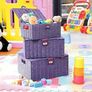 Set of 3 Resin Woven Storage Basket Box With Lid & Lock (Purple) Image 3