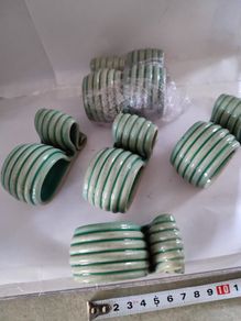 Set Of 6 Green Pottery Napkin Holderand Onther 2.