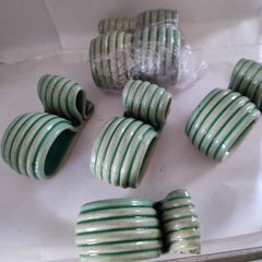 Set Of 6 Green Pottery Napkin Holderand Onther 2.