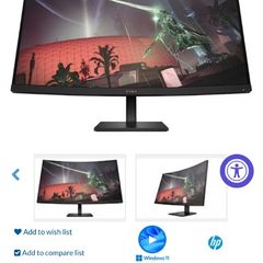 HP OMEN 31.5 inch QHD 165Hz Curved Gaming Monitor
