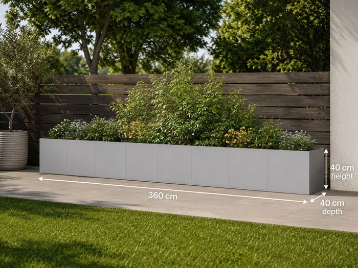 Extra-Large Galvanised Steel Raised Garden Planter 360 x 40 x 40 cm