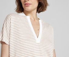 BOSS Enelina Striped V-Neck Polo Top