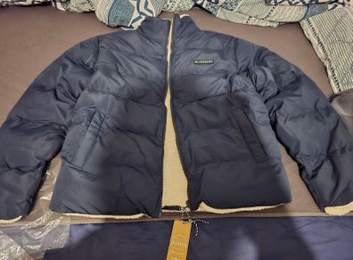 lagooners big reversible puffer jacket white and navy blue