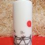 XL Valentines day Birthday wedding day decorative ivory pillar candle me&you tandem bike and red balloon Image 3