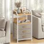 Bedside Table with 3 Fabric Drawers and Open Shelf, Nightstand for Bedroom Image 6