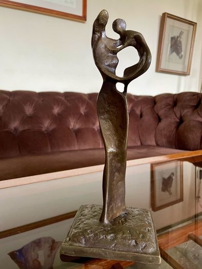Abstract Modernist Bronze Mother and Child Sculpture Statue Figurine