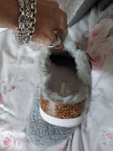 grey teddy fleece shoes from green treat
