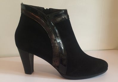 GAJA By Soffice Sogno Black Suede Ankle Boots With Design UK8 EU41 Side Zip CAN POST