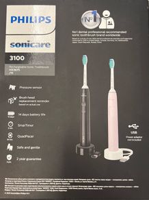 Philips Sonicare 3100 Electric Toothbrush 2 Pack Black Pink