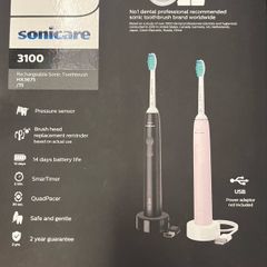 Philips Sonicare 3100 Electric Toothbrush 2 Pack Black Pink