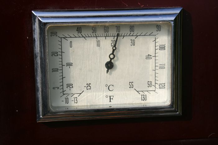 Vintage  Stone  global shape turnable 3 sides with clock, thermometer and hydrometer H 21"