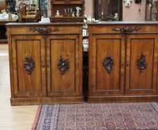 Pair of Antique Carved Walnut Cabinets
