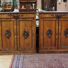 Pair of Antique Carved Walnut Cabinets