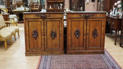Pair of Antique Carved Walnut Cabinets