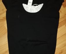 Black Jumper with white blouse lace inset
