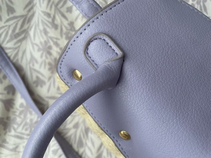 purple basket weave bag