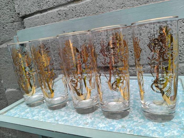 5 x Mid Century Highball glasses