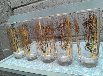 5 x Mid Century Highball glasses