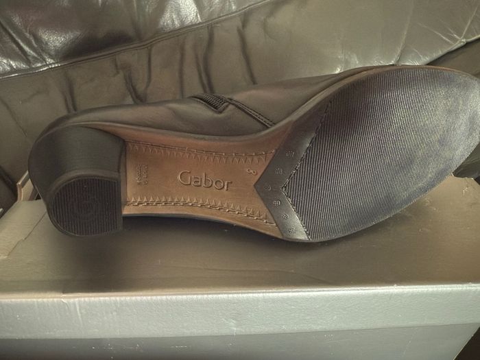 Gabor Enfield Black Patent Womens Ankle Boots in box.