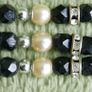 Vintage Necklace Three Strand Beaded Gold Black Grey White Vintage Image 4