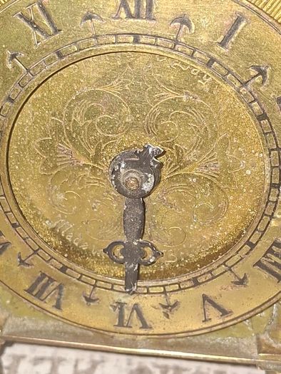 Vintage Brass Lantern Smiths Mantel Clock,  A Bedchamber or Temple Clock, with Key and working