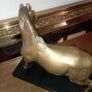 Vintage Metal Large Horse Figurine on Stone Base Image 5