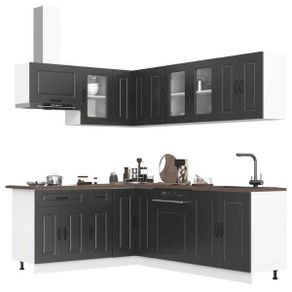 11 Piece Kitchen Cabinet Set Black