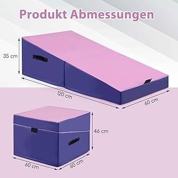 Slanted Gymnastics Mat, Wedge-shaped Soft Floor Mat, Foldable, 2-in-1 Gym Mat with Carry Handle, Sports Mat, Fitness Mat, Children for Home, Gym