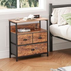 Bedside Table Cabinet with 3 Drawers for Bedroom, End Table Sofa Sid with Storage for Living Room