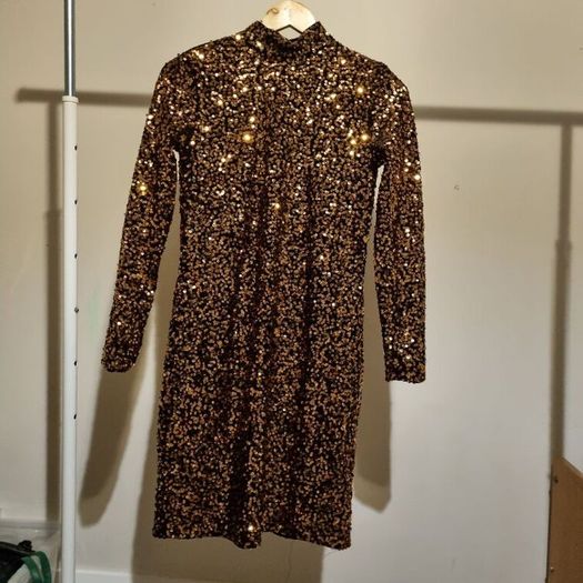Warehouse London WAREHOUSE  Velvet Sequin High Neck Dress