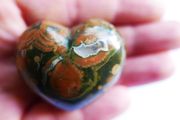 2" Multicolor Rhyolite Jasper Puffy Heart Crystal Mineral Stone