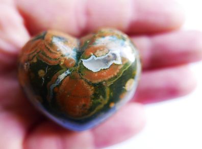 2" Multicolor Rhyolite Jasper Puffy Heart Crystal Mineral Stone