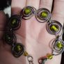 Vintage Twisted Bracelet with Green Glass Beads Inserts. Image 4