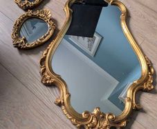 Stunning 3-Piece Vintage Gilt Mirror Set Rococo & Cherub Style